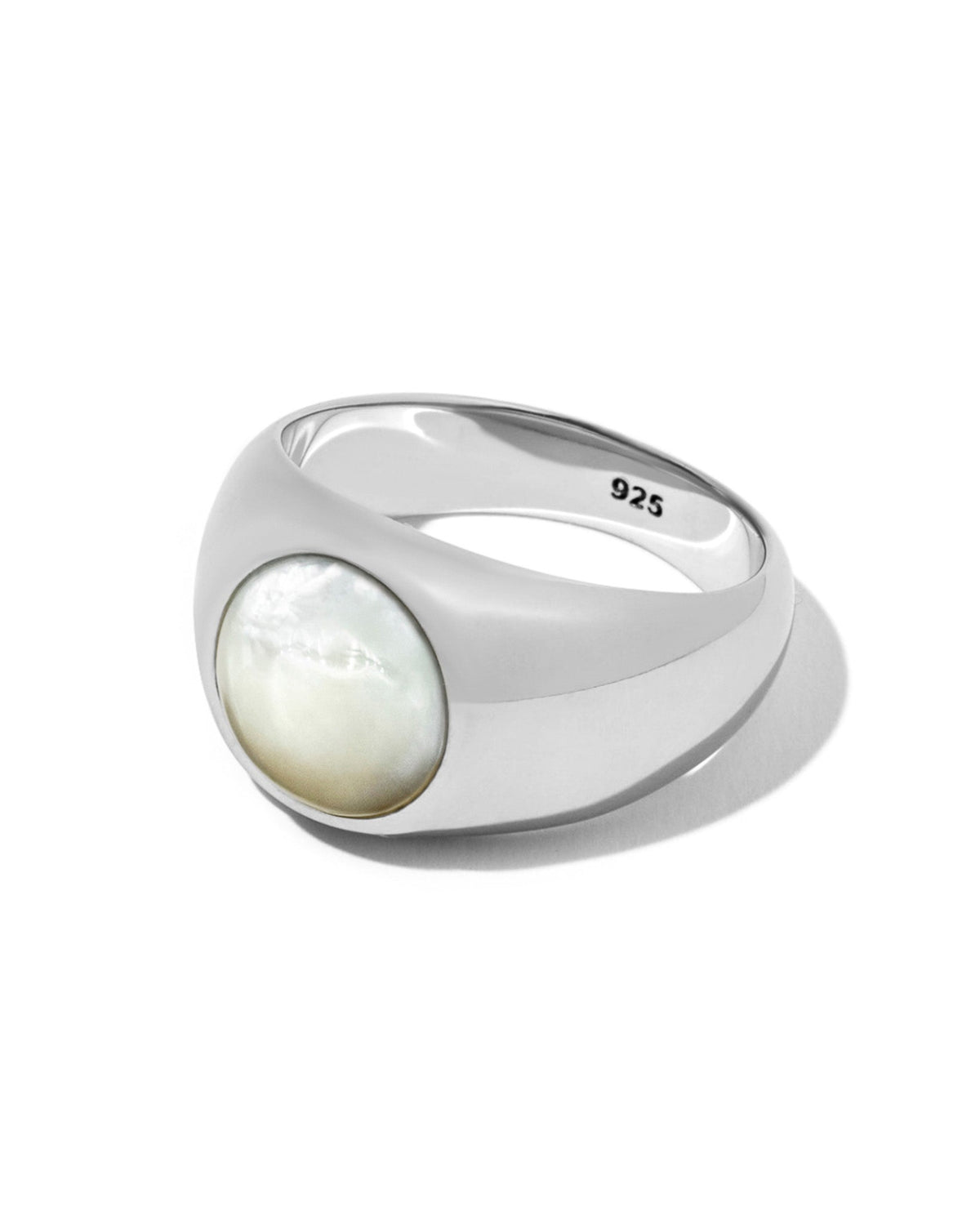 M.O.P Ring handcrafted from solid 925 sterling silver featuring genuine mother of pearl.