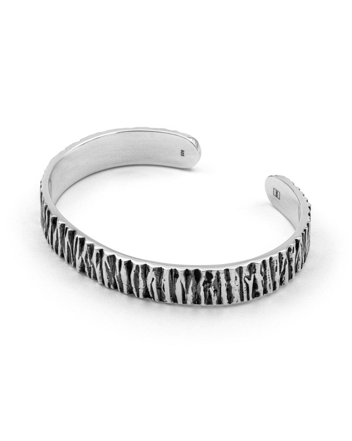 Otis Cuff handcrafted from solid 925 sterling silver featuring an organic textured finish.