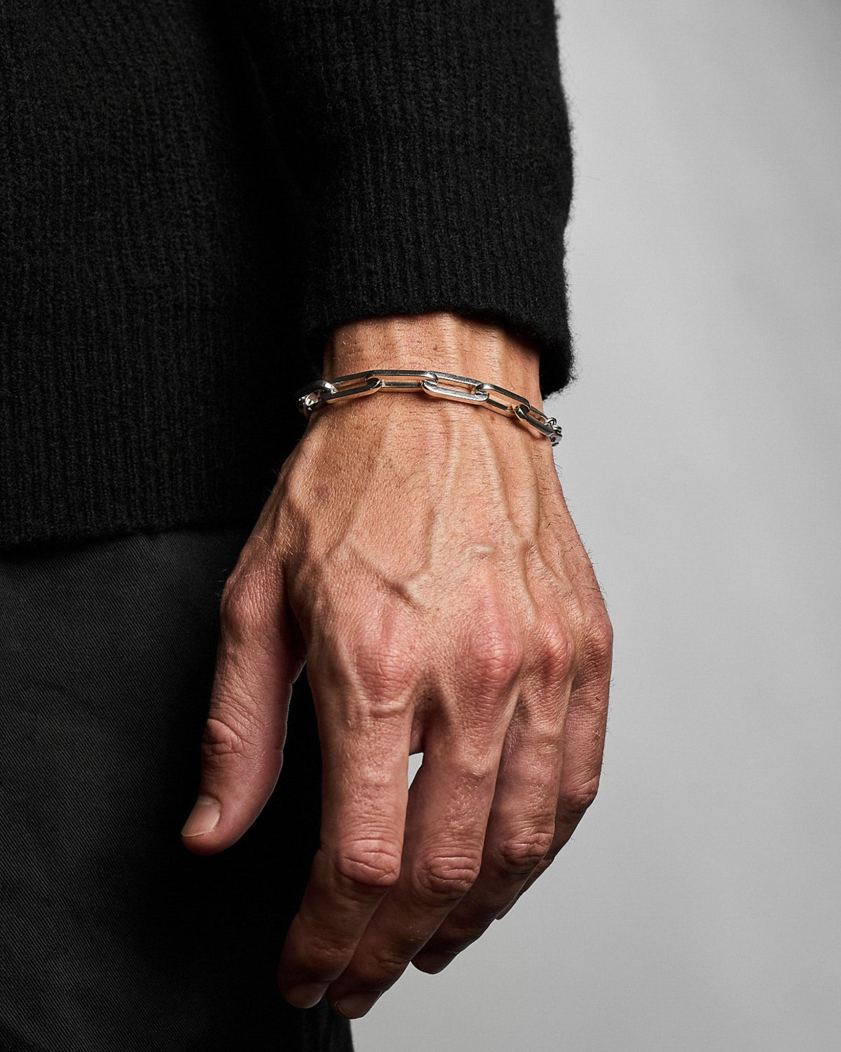 Huxton Bracelet handcrafted from solid 925 sterling silver featuring oversized paperclip chain links.