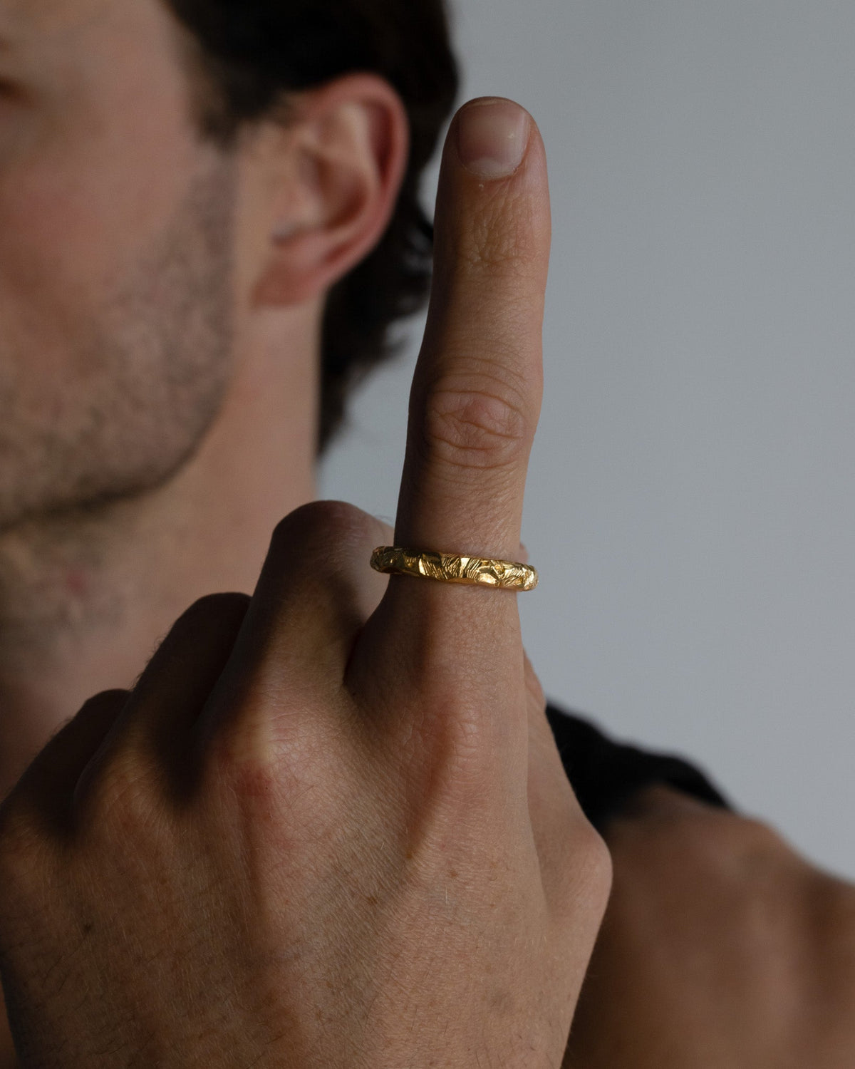 Jasper Gold Ring worn on hand with a premium 18K gold vermeil finish.