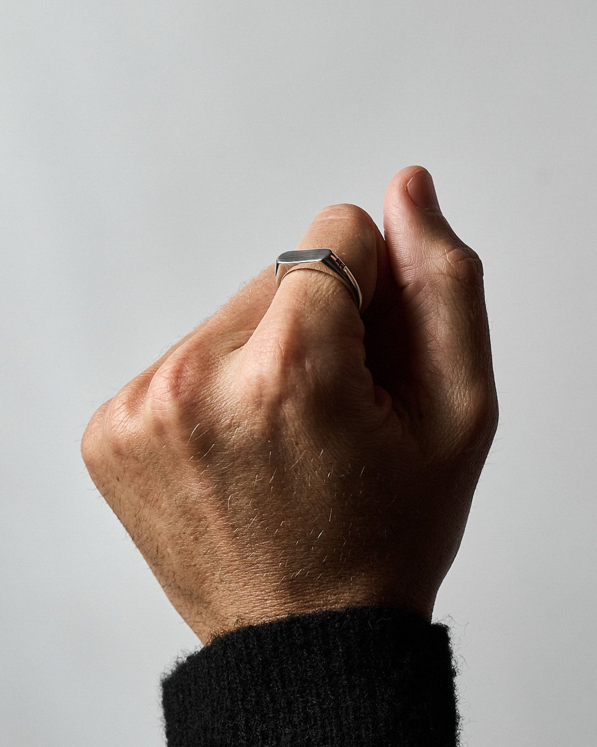 Close-up of the Lenny Ring handcrafted from solid 925 sterling silver.