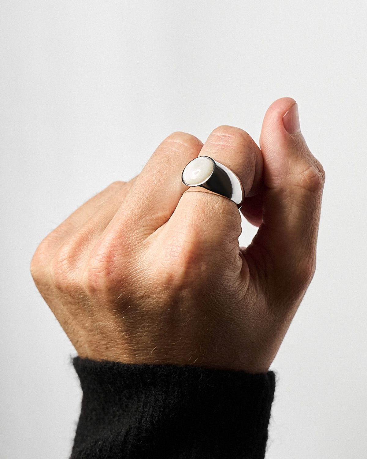 M.O.P Ring handcrafted from solid 925 sterling silver featuring genuine mother of pearl.
