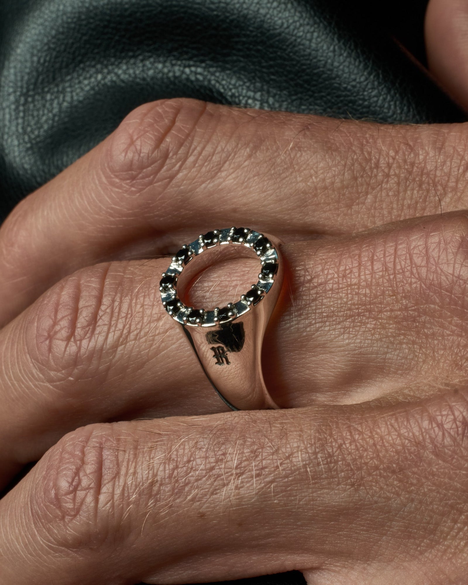 Octavia ring worn on a model's hand