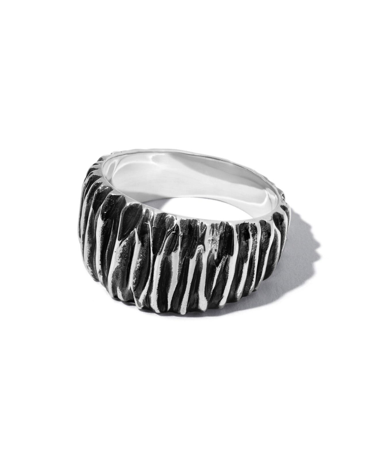 Men's Otis ring in oxidised textured sterling silver