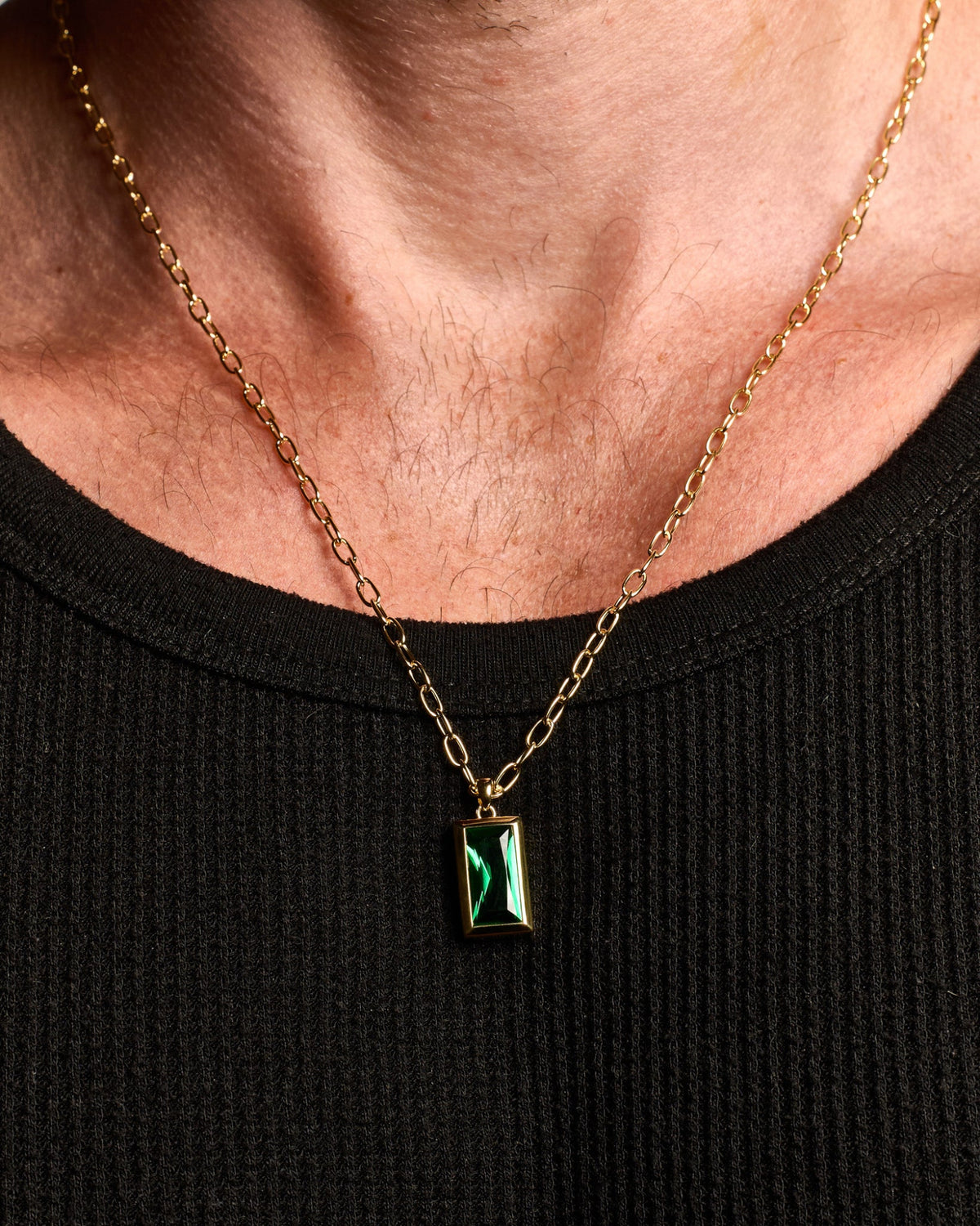 Sona Emerald Gold Pendant handcrafted with a premium 3.5 micron 18K gold vermeil finish over solid 925 sterling silver featuring an emerald-coloured stone.