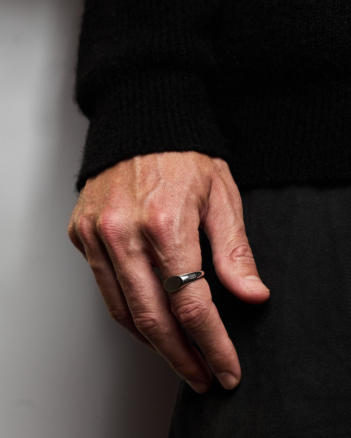 Close-up of the Sonny Ring handcrafted from solid 925 sterling silver.