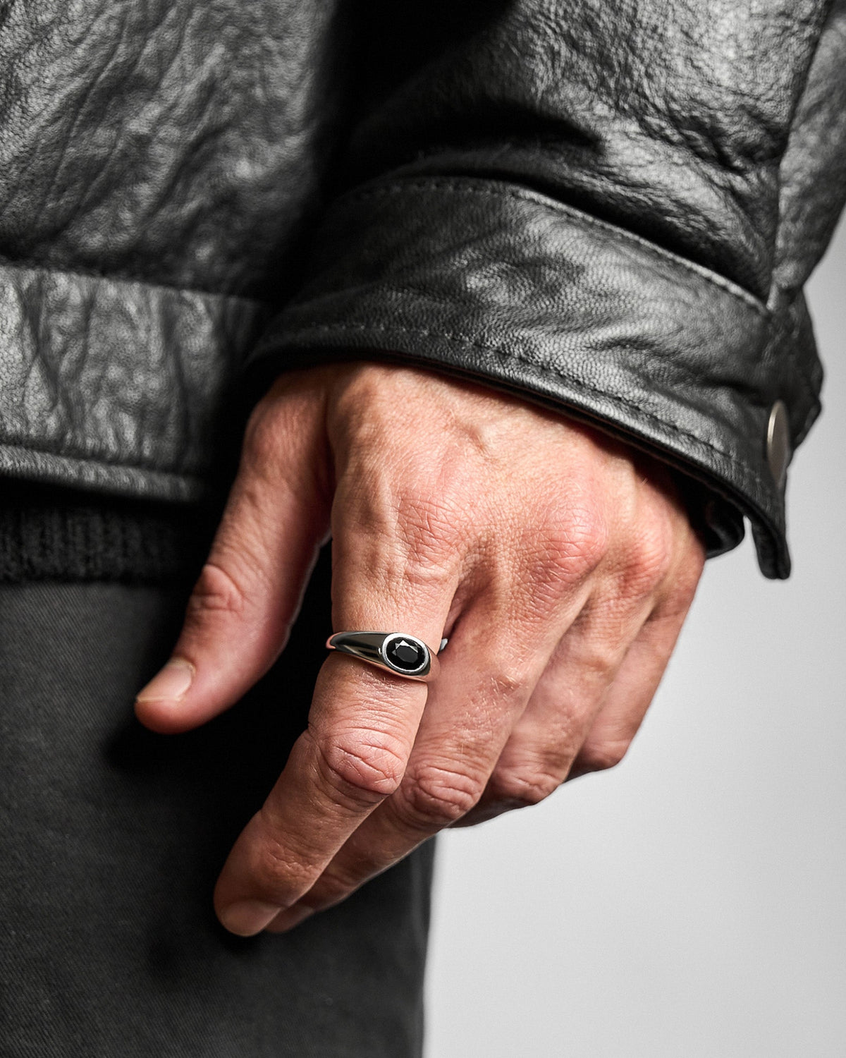 Yuki Black Onyx Ring handcrafted from solid 925 sterling silver featuring genuine black onyx.