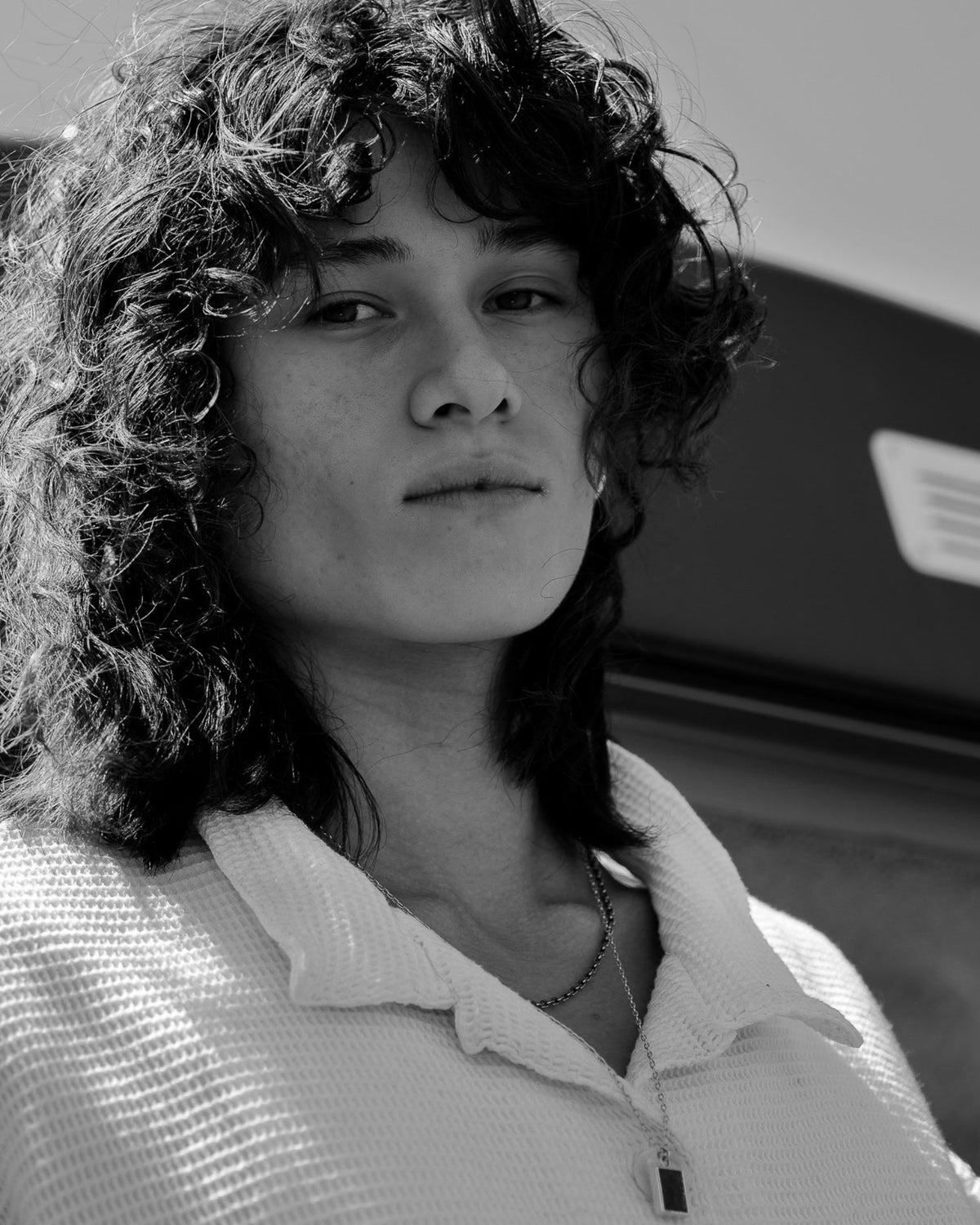 Model wearing the Dimitri Necklace handcrafted from solid 925 sterling silver.