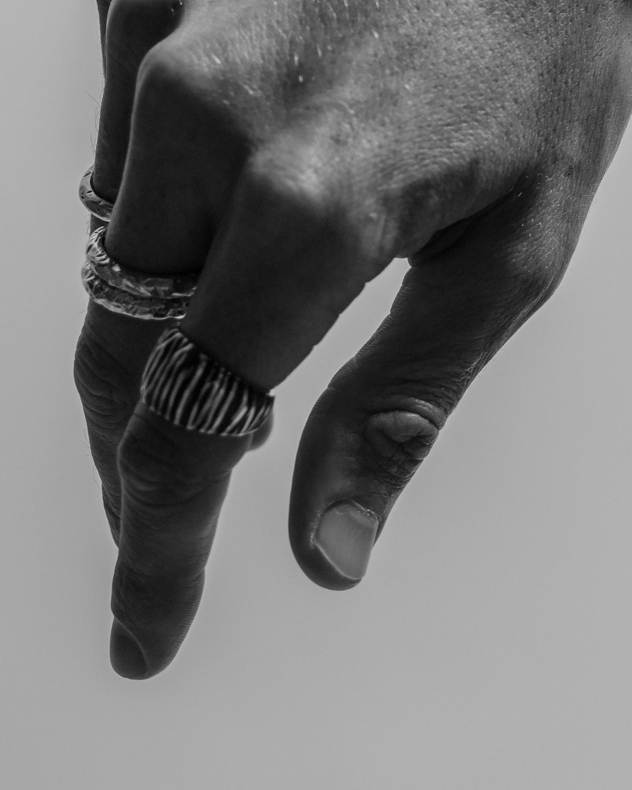 Men's Otis ring in oxidised textured sterling silver